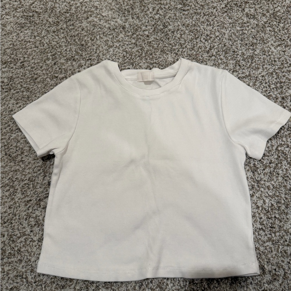 Nuuds white ribbed baby tee